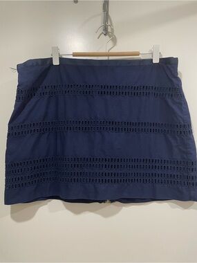 GAP Navy Eyelet Mini Skirt with Horizontal Cutwork